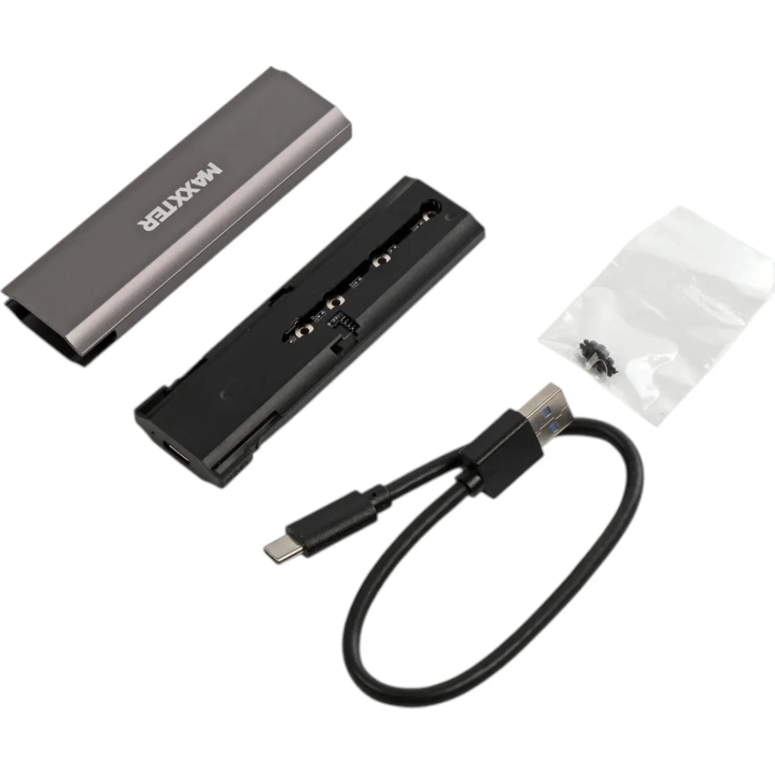 Зовнішня кишеня Maxxter M.2  EHDE-2280S-02 NVMe 10Gbps Grey (  кабель type-C to type-C) NEW